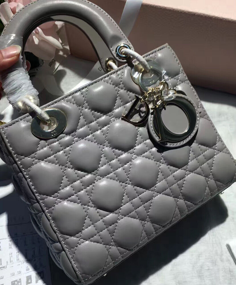 Christian Dior Lady Dior Lucky Badges Bag Grey